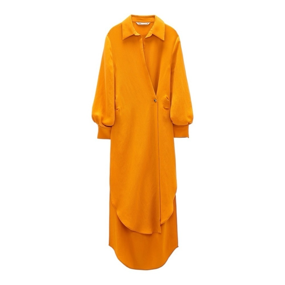 🧡ZARA Tangerine Wrap Tunic Dress Size S NWOT🧡 - Picture 2 of 5